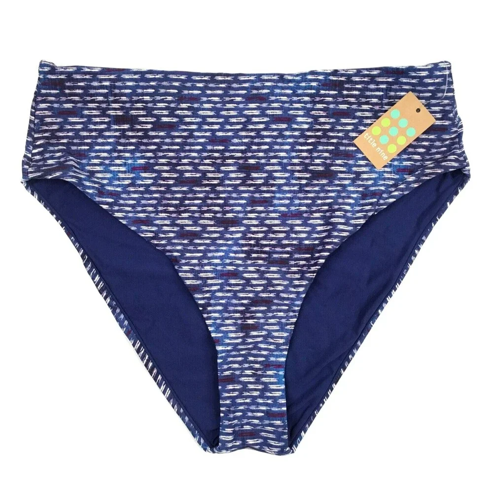 Title Nine Blue Patterned Bikini Bottom - Picture 1 of 13